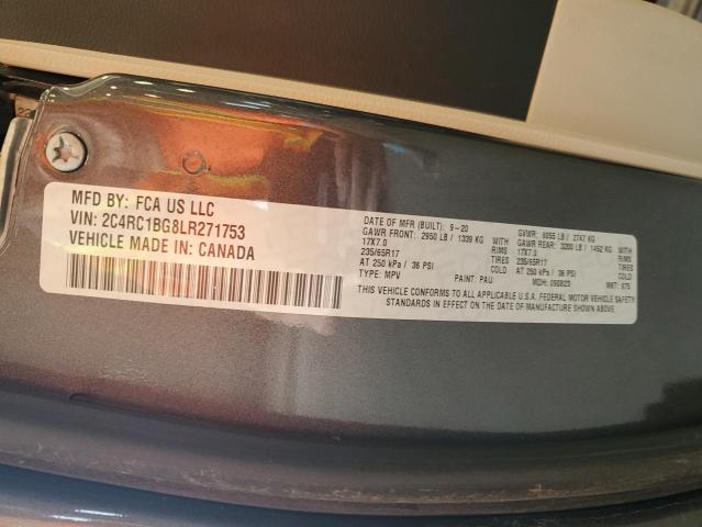 2C4RC1BG8LR271753 - 2020 CHRYSLER PACIFICA TOURING L GRAY photo 13