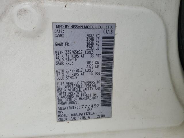 5N1AT2MT7JC777492 - 2018 NISSAN ROGUE S WHITE photo 14