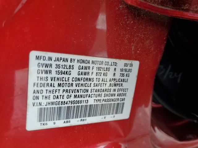 JHMGE88479S069113 - 2009 HONDA FIT SPORT RED photo 12