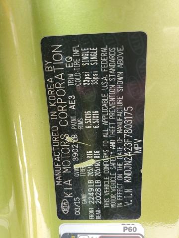 KNDJN2A23F7803175 - 2015 KIA SOUL GREEN photo 12