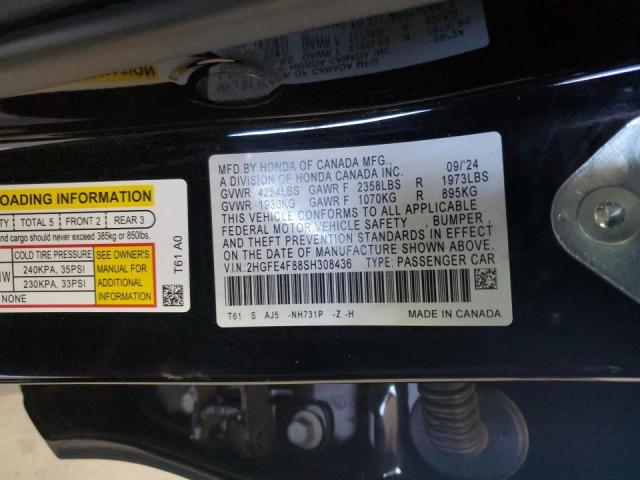 2HGFE4F88SH308436 - 2025 HONDA CIVIC SPORT BLACK photo 13