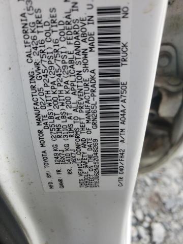 5TEJU62N25Z048269 - 2005 TOYOTA TACOMA DOUBLE CAB PRERUNNER WHITE photo 12