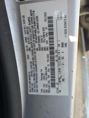 3FADP4BJ7KM107174 - 2019 FORD FIESTA SE SILVER photo 12