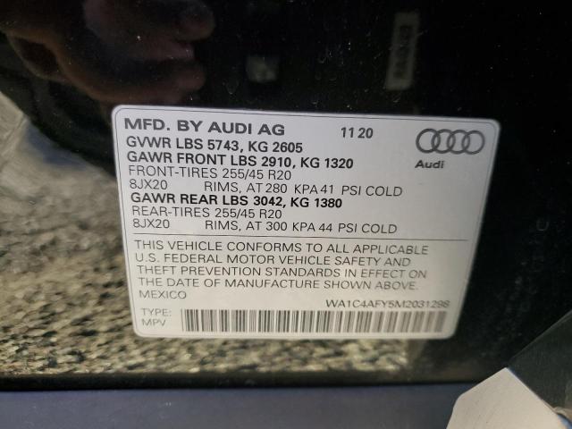 WA1C4AFY5M2031298 - 2021 AUDI SQ5 PRESTIGE BLACK photo 10