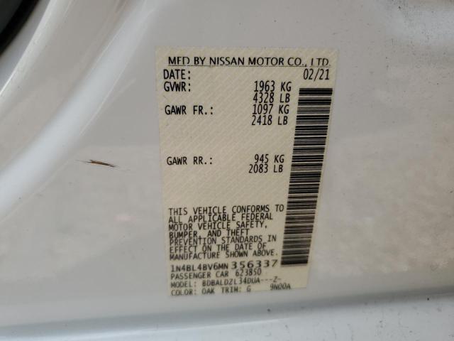 1N4BL4BV6MN356337 - 2021 NISSAN ALTIMA S WHITE photo 12