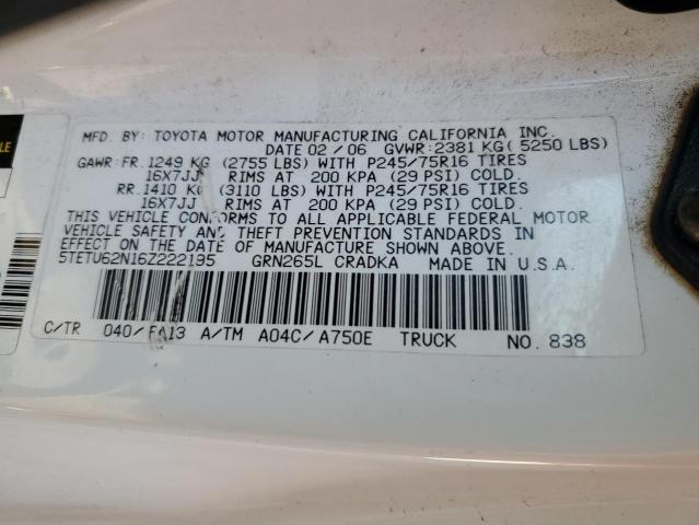 5TETU62N16Z222195 - 2006 TOYOTA TACOMA PRERUNNER ACCESS CAB WHITE photo 13