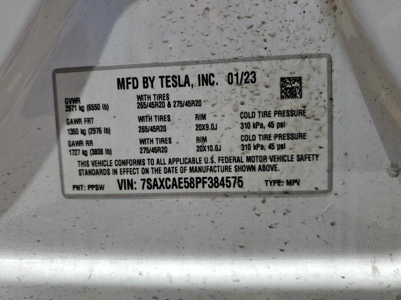 7SAXCAE58PF384575 - 2023 TESLA MODEL X 白色 照片 14