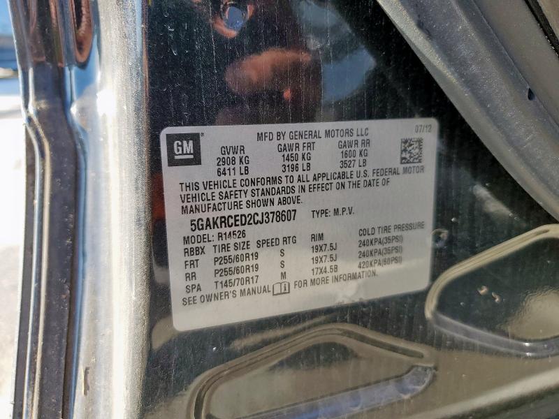 5GAKRCED2CJ378607 - 2012 BUICK ENCLAVE BLACK photo 13