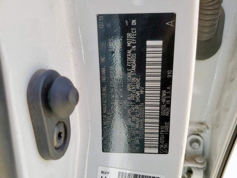 5TDZZRAH9LS002014 - 2020 TOYOTA HIGHLANDER L 白色 照片 13