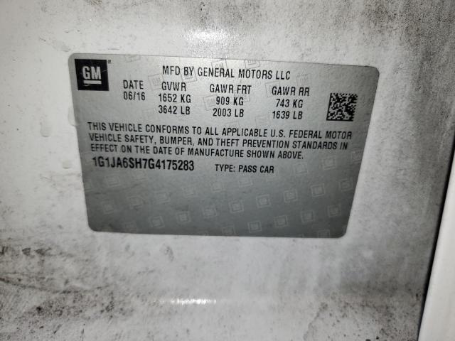 1G1JA6SH7G4175283 - 2016 CHEVROLET SONIC LS WHITE photo 12