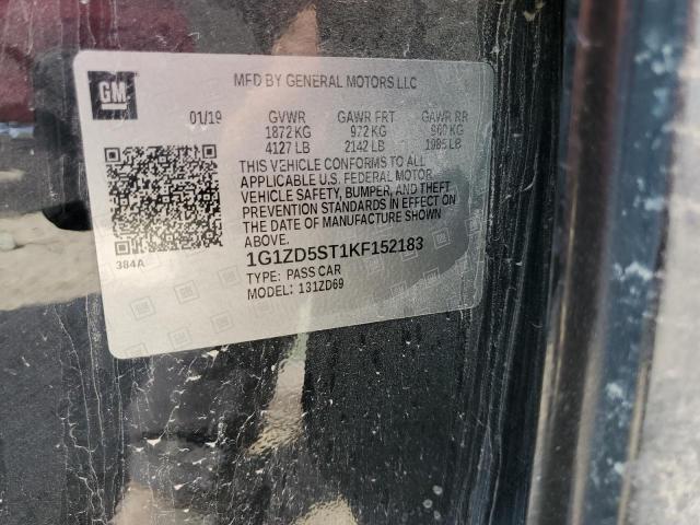 1G1ZD5ST1KF152183 - 2019 CHEVROLET MALIBU LT Қара фото 12