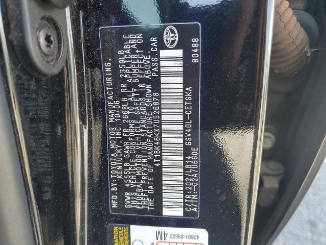 4T1BK46KX7U526878 - 2007 TOYOTA CAMRY LE BLACK photo 12