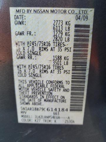 5N1AR18B79C614184 - 2009 NISSAN PATHFINDER S ნაცრისფერი ფოტო 13