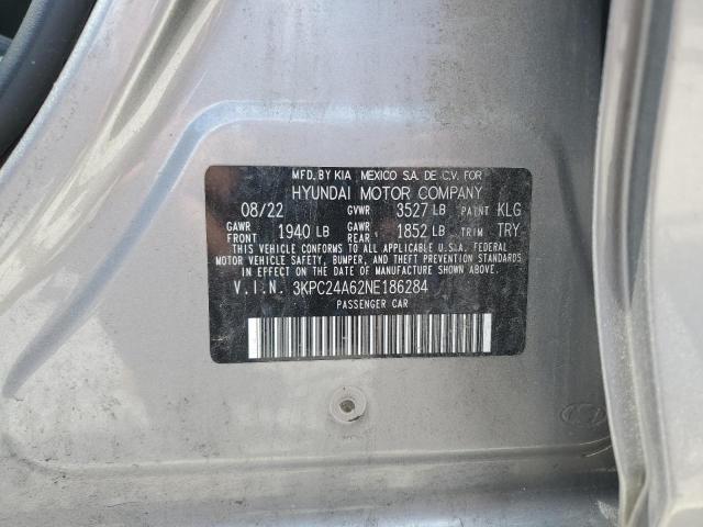 3KPC24A62NE186284 - 2022 HYUNDAI ACCENT SE GRAY photo 12