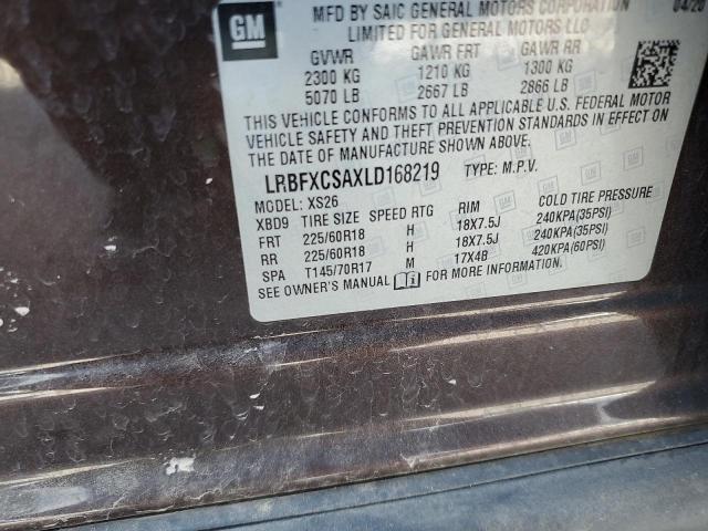 LRBFXCSAXLD168219 - 2020 BUICK ENVISION ESSENCE BROWN photo 13