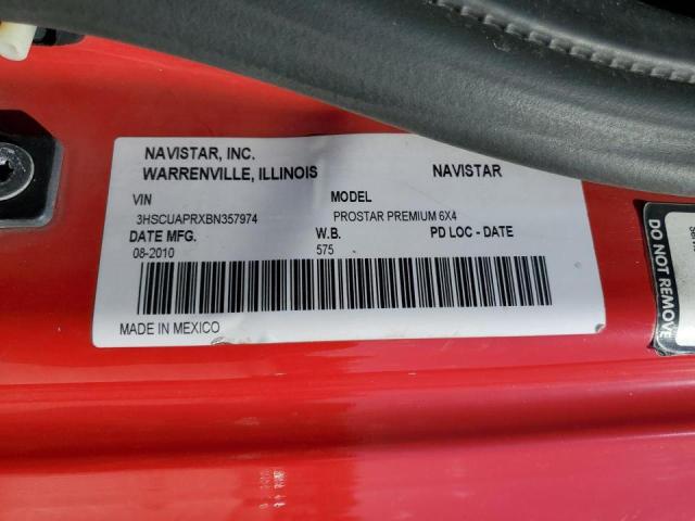 3HSCUAPRXBN357974 - 2011 INTERNATIONAL PROSTAR Қызыл фото 10