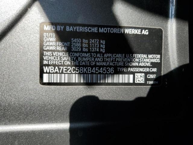 WBA7E2C58KB454536 - 2019 BMW 740 I CHARCOAL photo 12