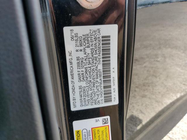 1HGCV1F95JA185377 - 2018 HONDA ACCORD TOURING BLACK photo 13