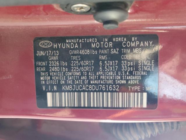 KM8JUCAC8DU761632 - 2013 HYUNDAI TUCSON GLS RED photo 12