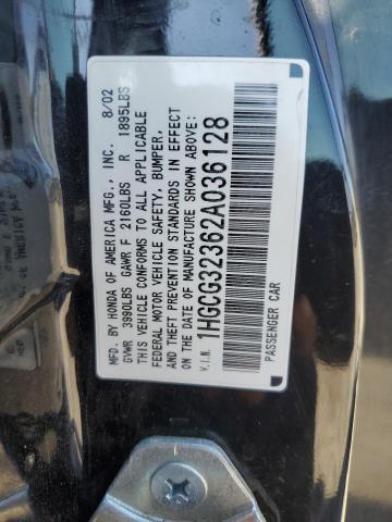 1HGCG32362A036128 - 2002 HONDA ACCORD se SE BLACK photo 12