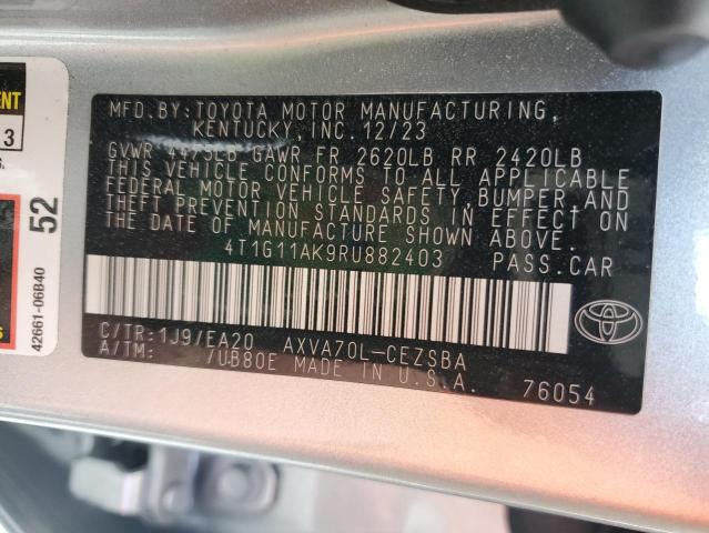 4T1G11AK9RU882403 - 2024 TOYOTA CAMRY SE NIGHT SHADE SILVER photo 12