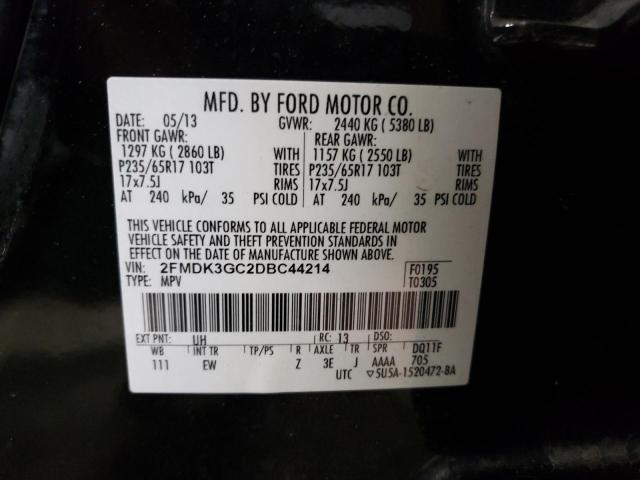 2FMDK3GC2DBC44214 - 2013 FORD EDGE SE BLACK photo 10