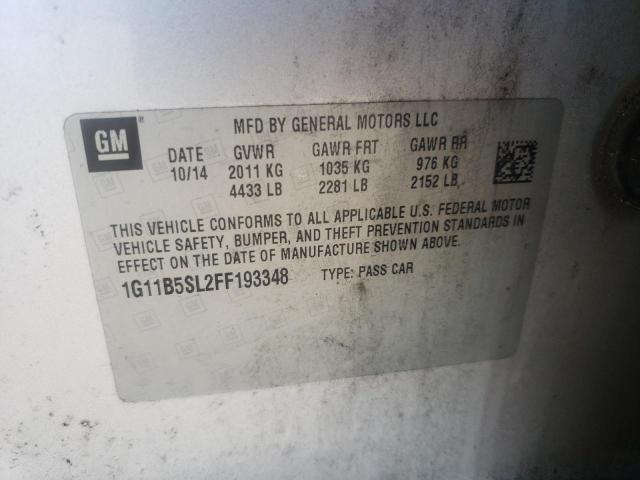 1G11B5SL2FF193348 - 2015 CHEVROLET MALIBU LS Argent photo 12