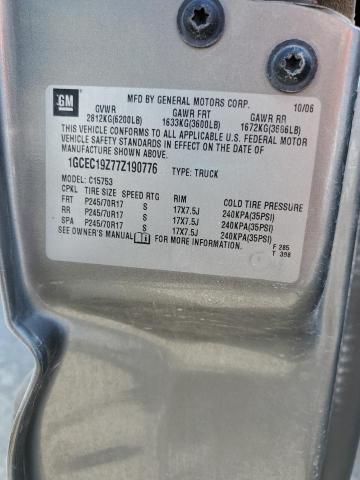 1GCEC19Z77Z190776 - 2007 CHEVROLET SILVERADO C1500 CLASSIC GRAY photo 12