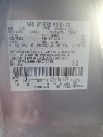 1FMCU49H48KC13496 - 2008 FORD ESCAPE HEV GRAY photo 13