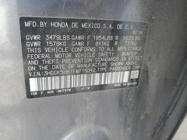 3HGGK5H87FM715042 - 2015 HONDA FIT EX 灰色 照片 12