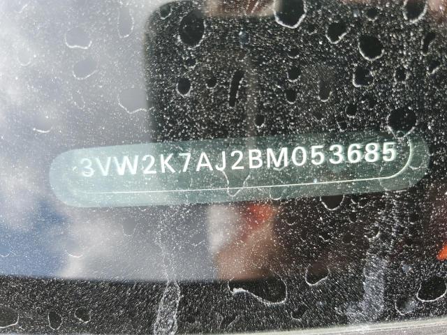3VW2K7AJ2BM053685 - 2011 VOLKSWAGEN JETTA BASE 黑色 照片 12