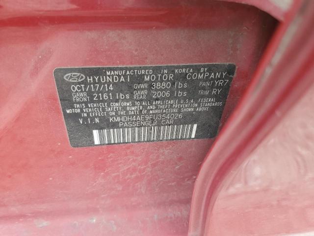 KMHDH4AE9FU354026 - 2015 HYUNDAI ELANTRA SE RED photo 12