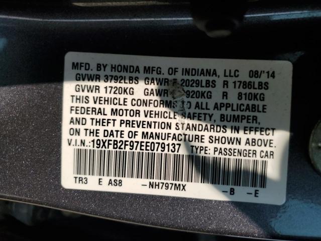 19XFB2F97EE079137 - 2014 HONDA CIVIC EXL GRAY photo 12