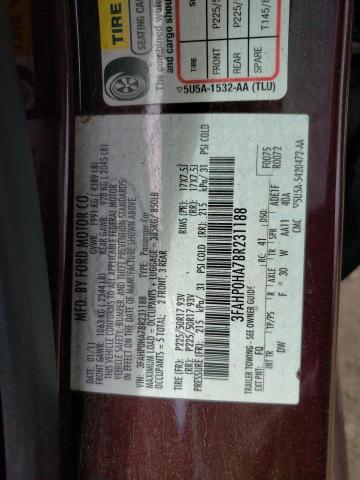 3FAHP0HA7BR231188 - 2011 FORD FUSION 4D SE BURGUNDY photo 12