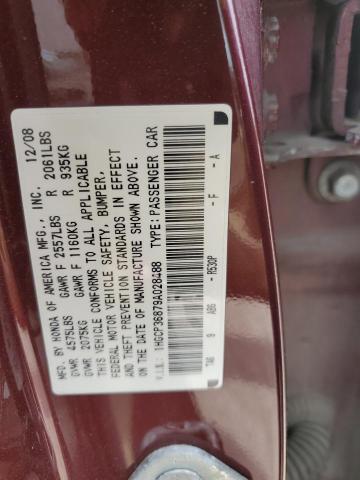 1HGCP36879A028488 - 2009 HONDA ACCORD EXL MAROON photo 12