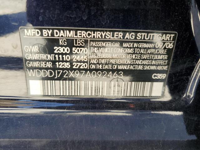 WDDDJ72X97A092463 - 2007 MERCEDES-BENZ CLS 550 BLUE photo 12