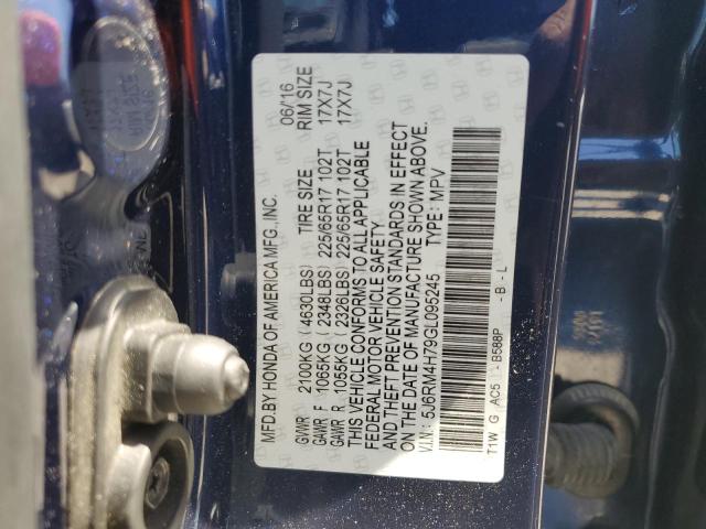 5J6RM4H79GL095245 - 2016 HONDA CR-V EXL 蓝色 照片 13