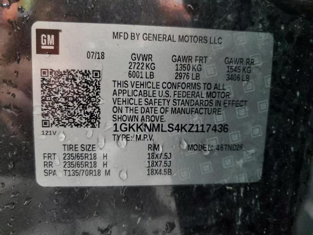 1GKKNMLS4KZ117436 - 2019 GMC ACADIA SLT-1 Grafit foto 13