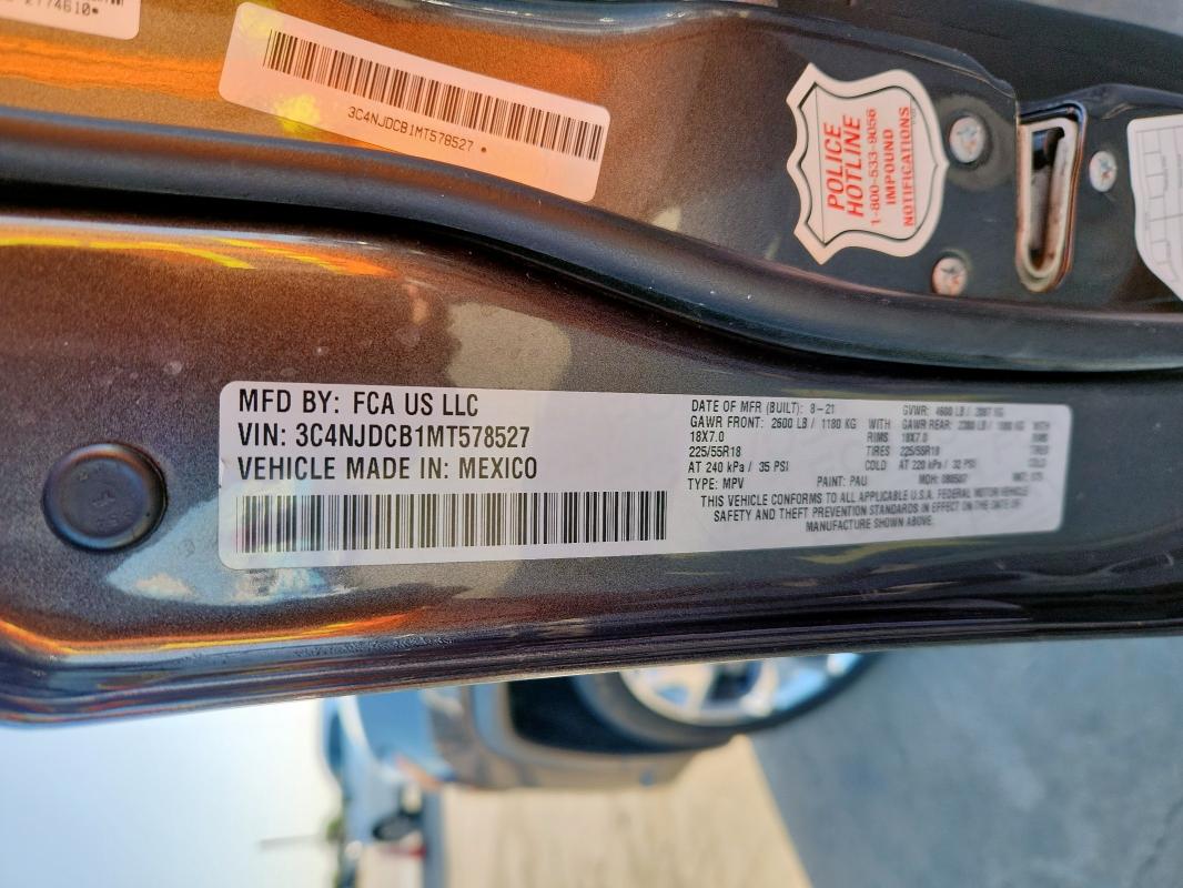 3C4NJDCB1MT578527 - 2021 JEEP COMPASS LIMITED GRAY photo 14