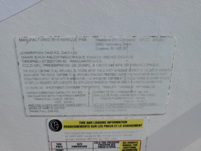 4YDT19927JT410066 - 2018 KEYSTONE PASSPORT TWO TONE photo 10