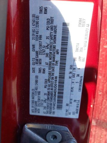 1FMCU0G94DUD01936 - 2013 FORD ESCAPE SE RED photo 13