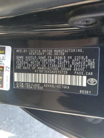 4T1BF3EK5AU515729 - 2010 TOYOTA CAMRY BASE Սև լուսանկար 12