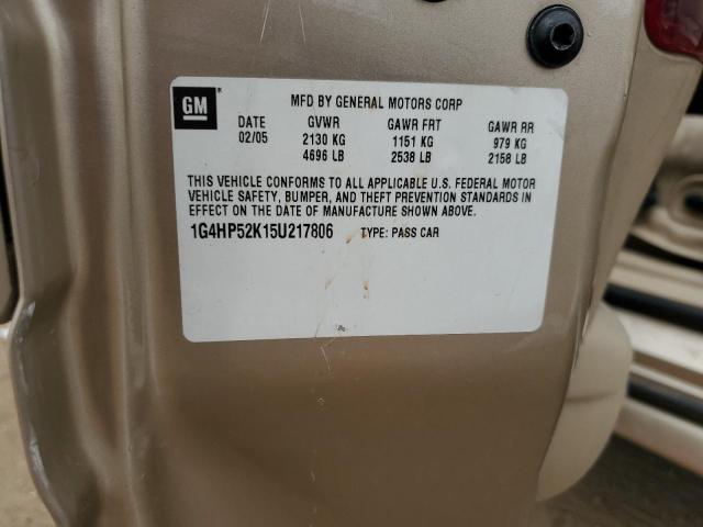 1G4HP52K15U217806 - 2005 BUICK LESABRE CUSTOM GOLD photo 12