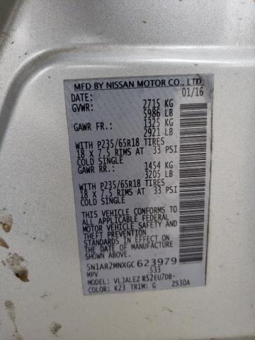 5N1AR2MNXGC623979 - 2016 NISSAN PATHFINDER S SILVER photo 10