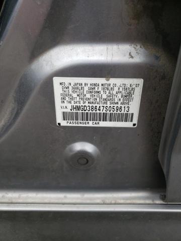 JHMGD38647S059613 - 2007 HONDA FIT S 灰色 照片 12