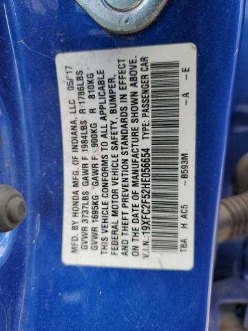 19XFC2F52HE056654 - 2017 HONDA CIVIC LX BLUE photo 12