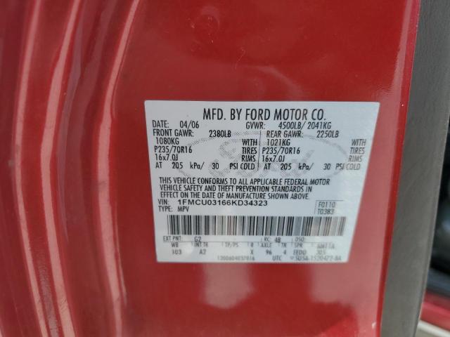 1FMCU03166KD34323 - 2006 FORD ESCAPE XLT MAROON photo 13