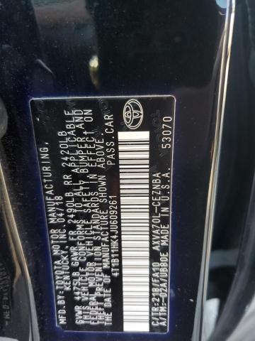 4T1B11HK4JU609261 - 2018 TOYOTA CAMRY L BLACK photo 13