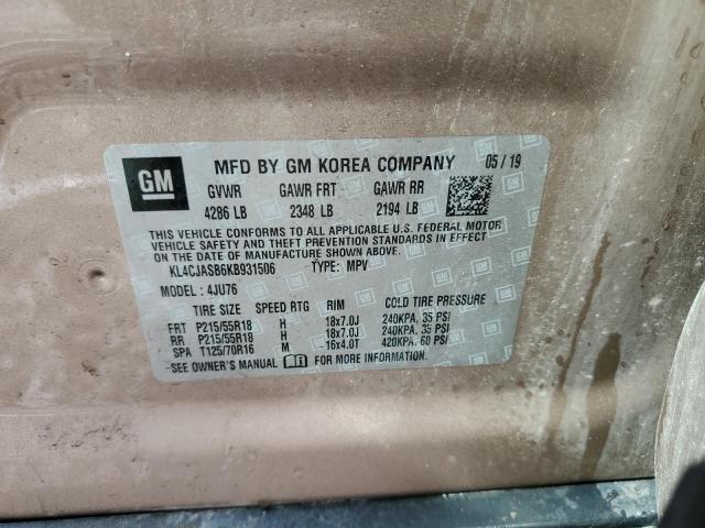 KL4CJASB6KB931506 - 2019 BUICK ENCORE PREFERRED Marron photo 14