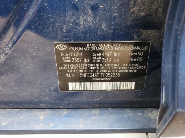 5NPE34AF1FH052238 - 2015 HYUNDAI SONATA SPORT BLUE photo 12